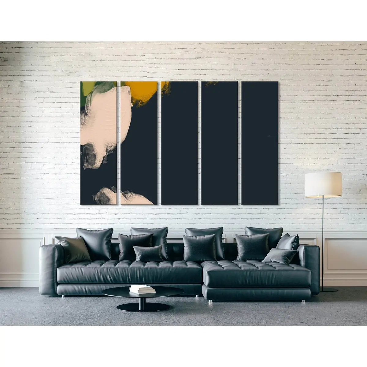 Contemporary Black and Beige Abstract Canvas Wall Art – Ready-to-Hang Print #04401