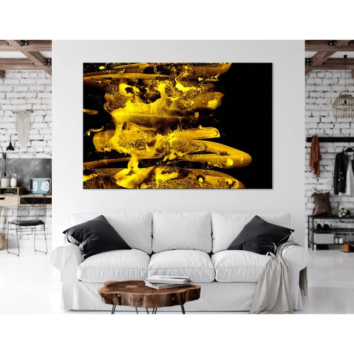 Black And Golden Abstract №04280 Ready To Hang Canvas Print 3