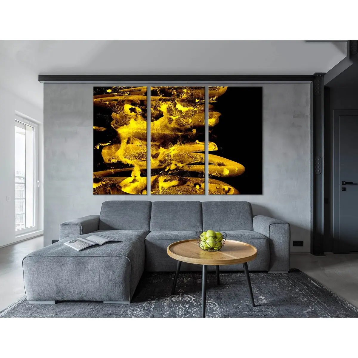 Black And Golden Abstract №04280 Ready To Hang Canvas Print 5