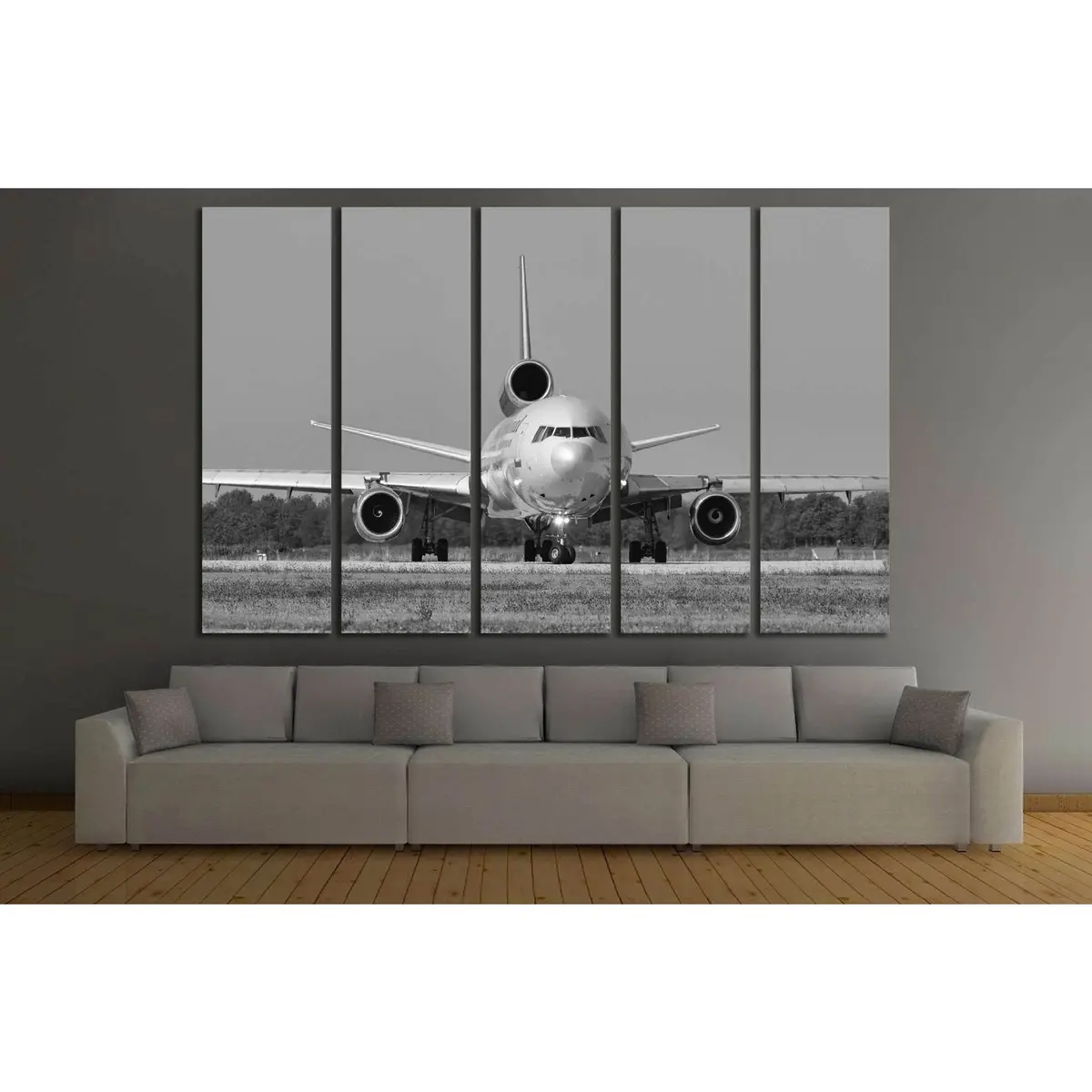 Monochrome Airplane Canvas Art Print #144 – Ready-to-Hang Wall Decor - Image 3