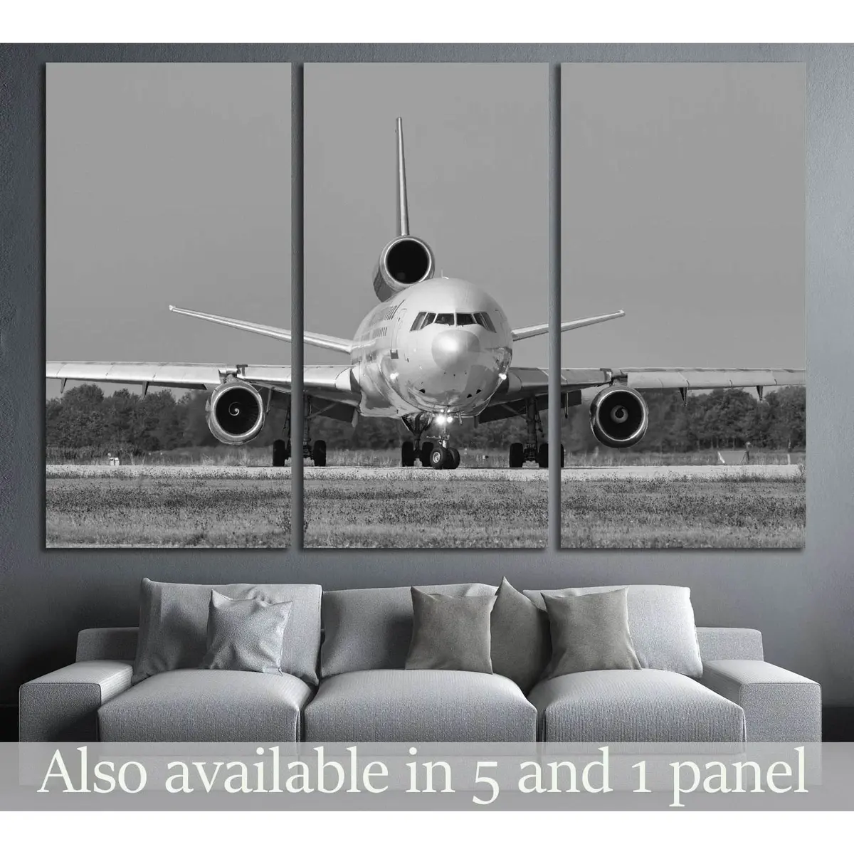 Black And White Airplane №144 Ready To Hang Canvas Print 5