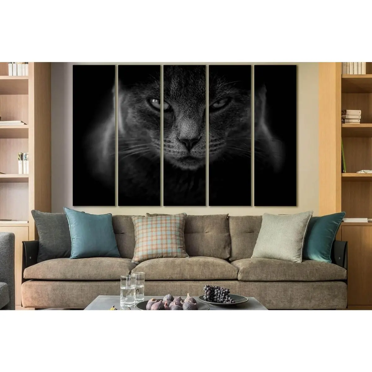 Monochrome Cat Portrait #SL843 – Premium Ready-to-Hang Canvas Art - Image 3