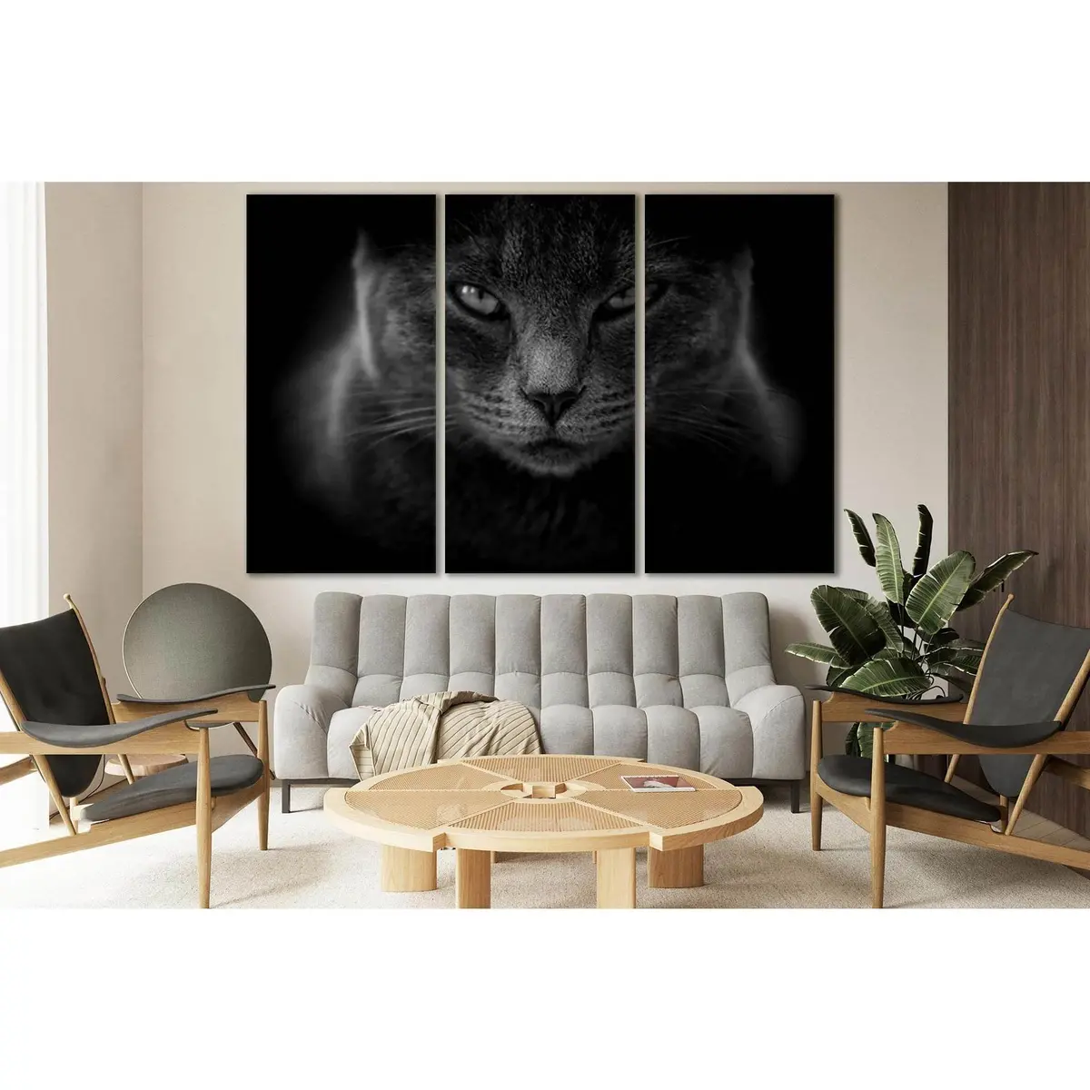 Black And White Cat Portrait №Sl843 Ready To Hang Canvas Print 5