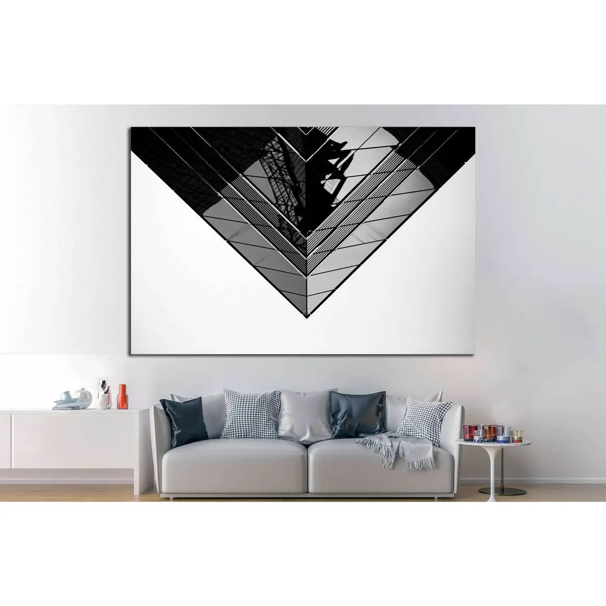Black And White Commercial Buildings №1053 Ready To Hang Canvas Print 2