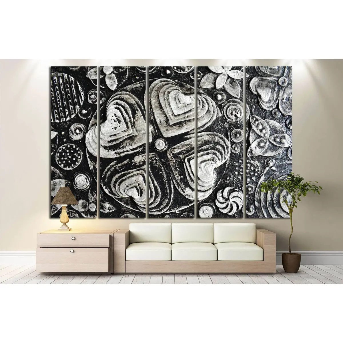 Monochrome Grunge Floral Canvas Art #1350 – Premium Ready-to-Hang Wall Decor - Image 3