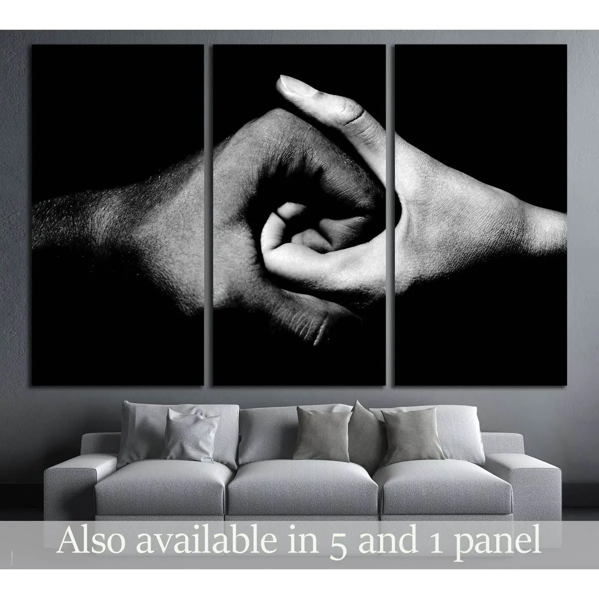 Black And White Hands Holding Together №2777 Ready To Hang Canvas Print 5