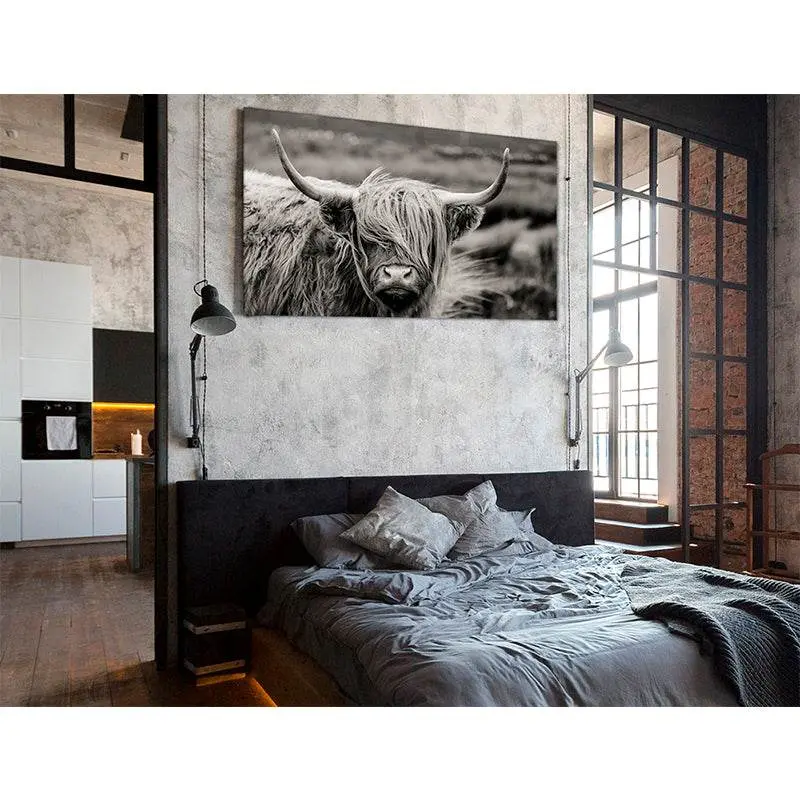 Black And White Highland Cow №04344 Ready To Hang Canvas Print 1