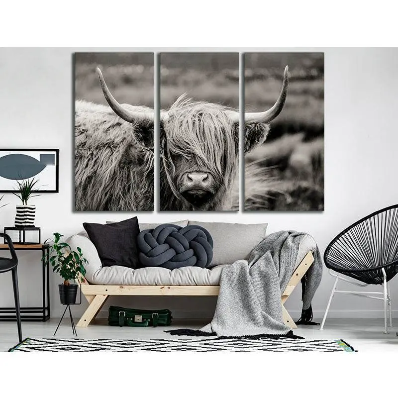Black And White Highland Cow №04344 Ready To Hang Canvas Print 5
