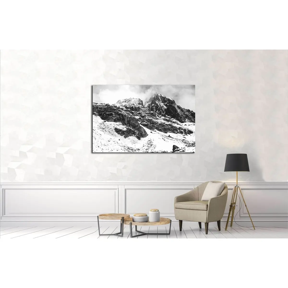 Black And White Himalayan Scene From Pakistan №3117 Ready To Hang Canvas Print 3