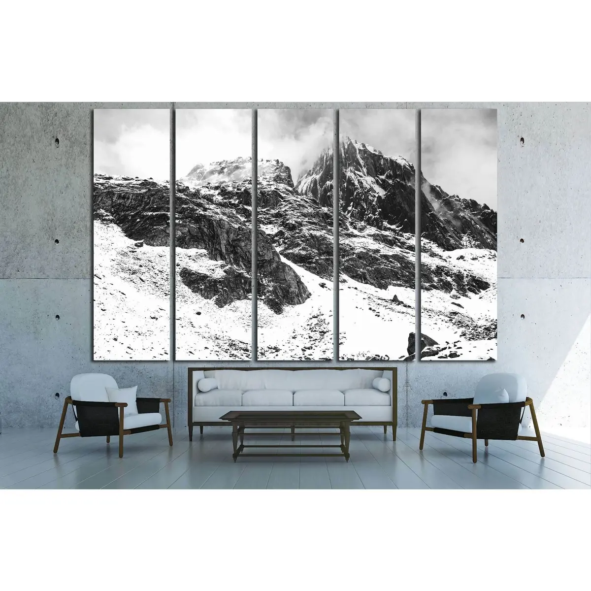 Monochrome Himalayan Landscape Canvas Art – Pakistan Scene #3117 - Image 3