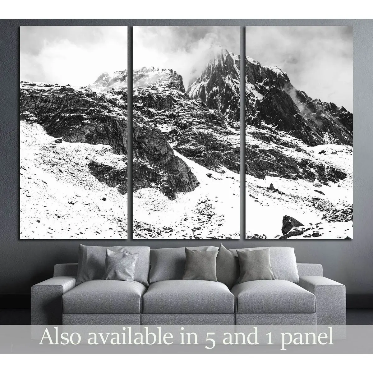 Black And White Himalayan Scene From Pakistan №3117 Ready To Hang Canvas Print 5
