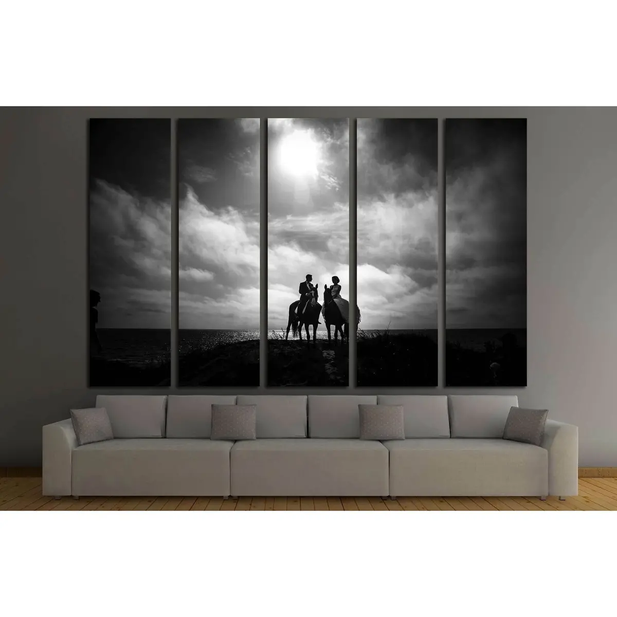 Monochrome Horse Canvas Wall Art №5016 - Image 3