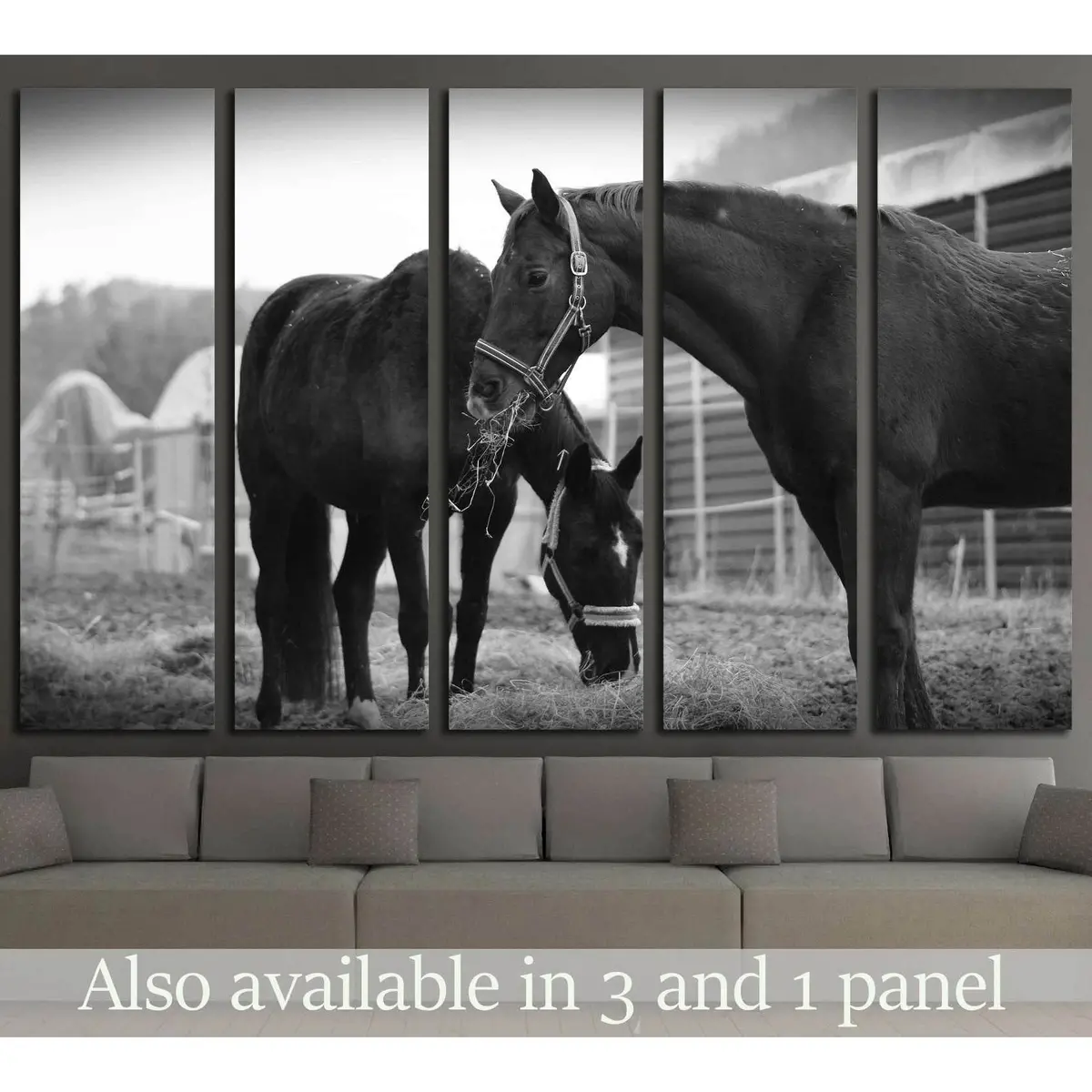 Elegant Black-and-White Horse Wall Decor — Style #5008