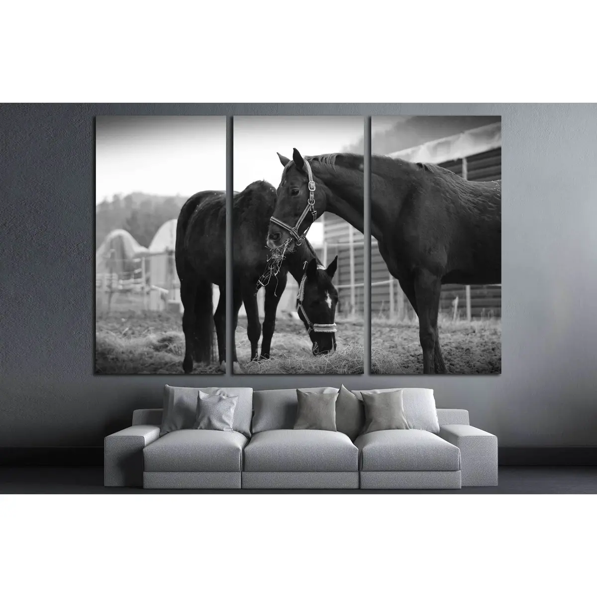 Black And White Horse Wall Art №5008 5