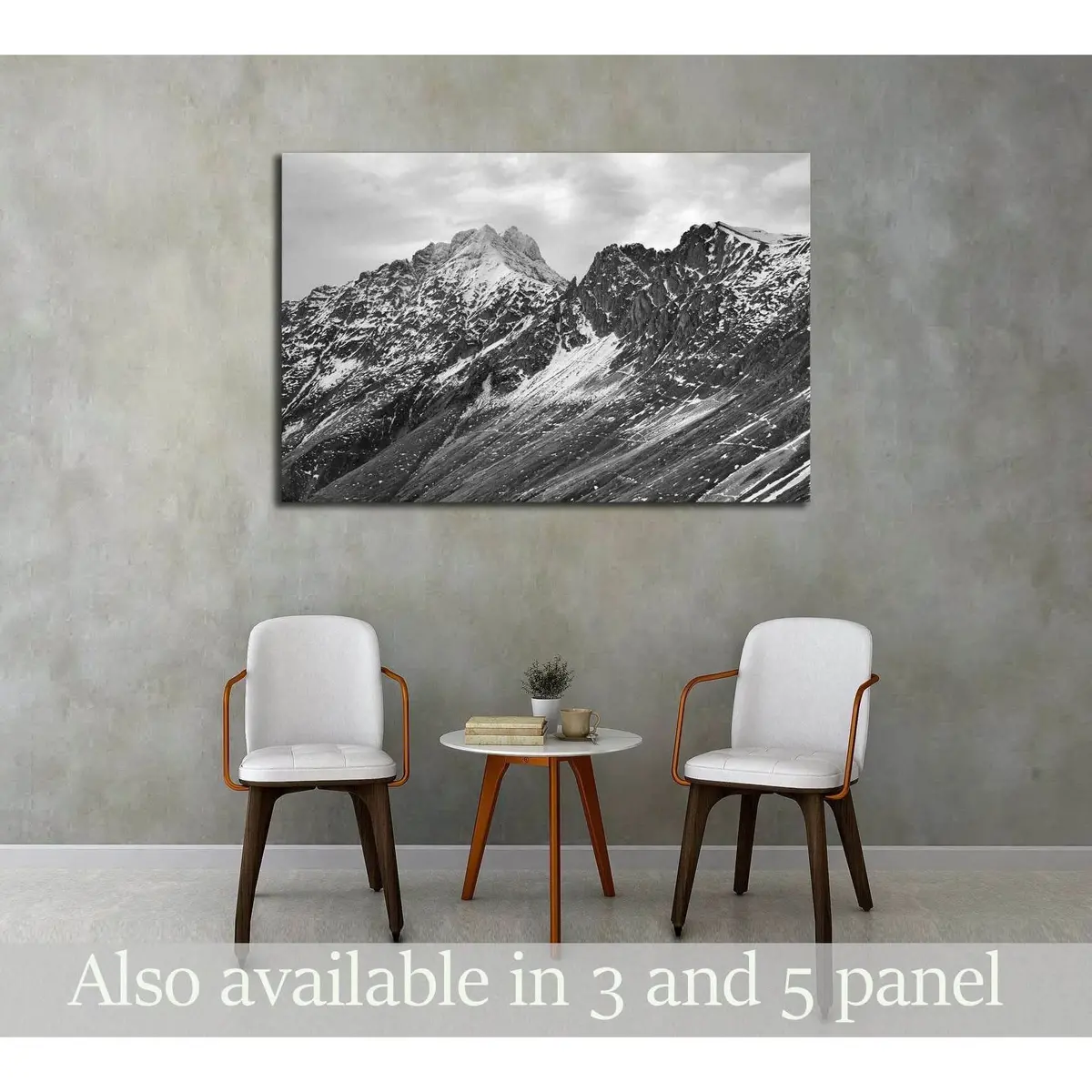Black And White Mountain Landscape №3200 Ready To Hang Canvas Print 1
