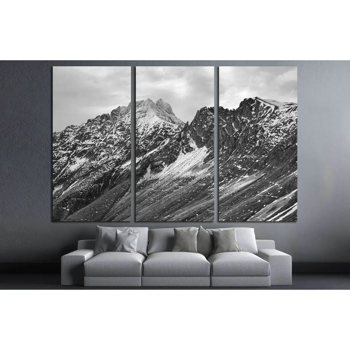 Black And White Mountain Landscape №3200 Ready To Hang Canvas Print 5