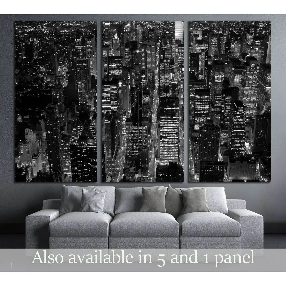 Black And White Scene Of New York City Skyline Cityscape Background №3047 Ready To Hang Canvas Print 5