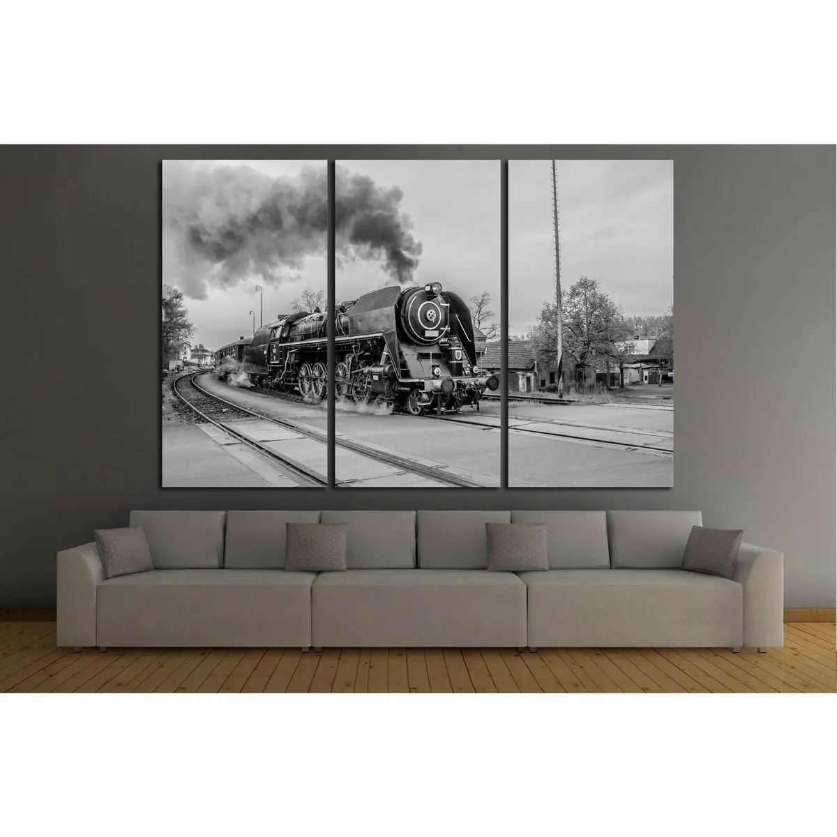 Black And White Train №233 Ready To Hang Canvas Print 5