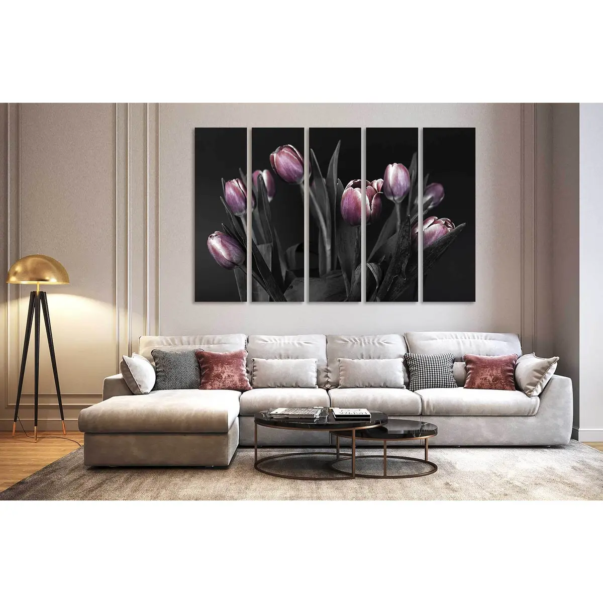 Monochrome Tulip Canvas Art Print №D2846 – Premium Ready-to-Hang Wall Decor