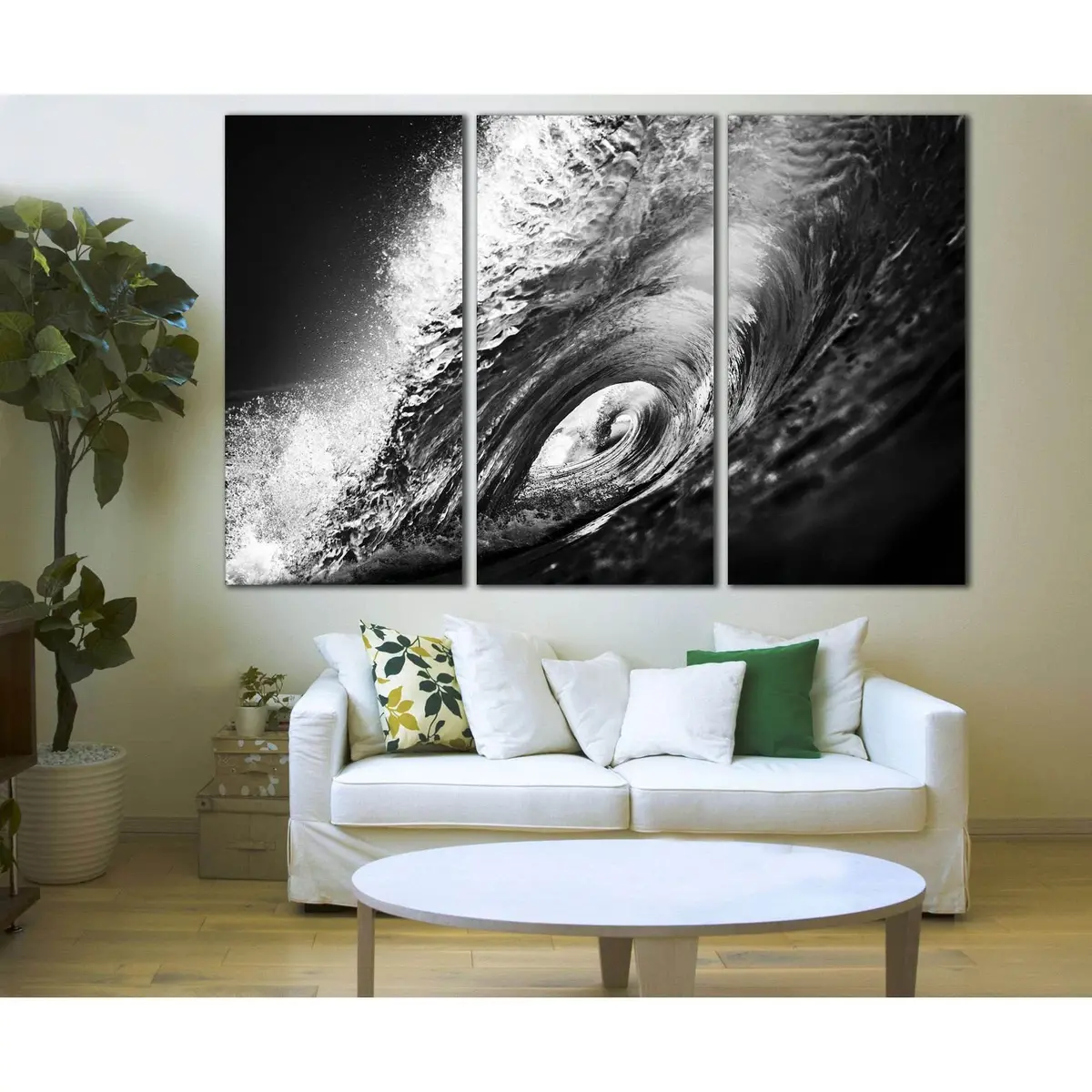 Black And White Wave №777 Ready To Hang Canvas Print 5
