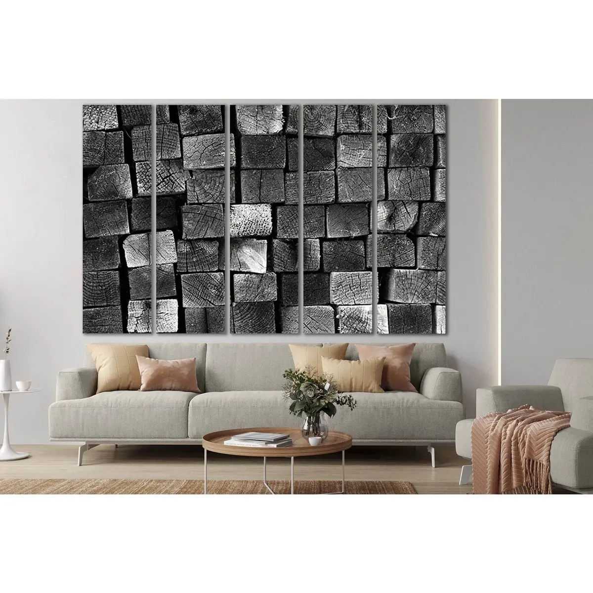 Monochrome Wood Grain Canvas Art №SL877 – Pre-Stretched, Ready-to-Hang Wall Decor - Image 3