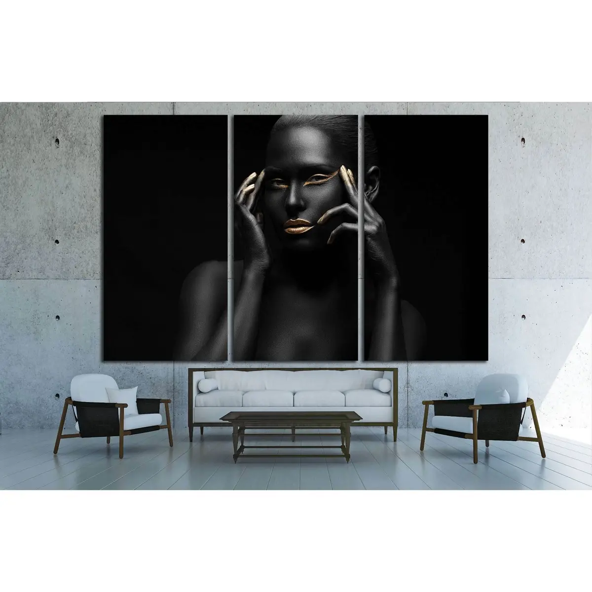 Black Girl With Golden Lips And The Gold On The Tips Of The Fingers №2468 Ready To Hang Canvas Print 5