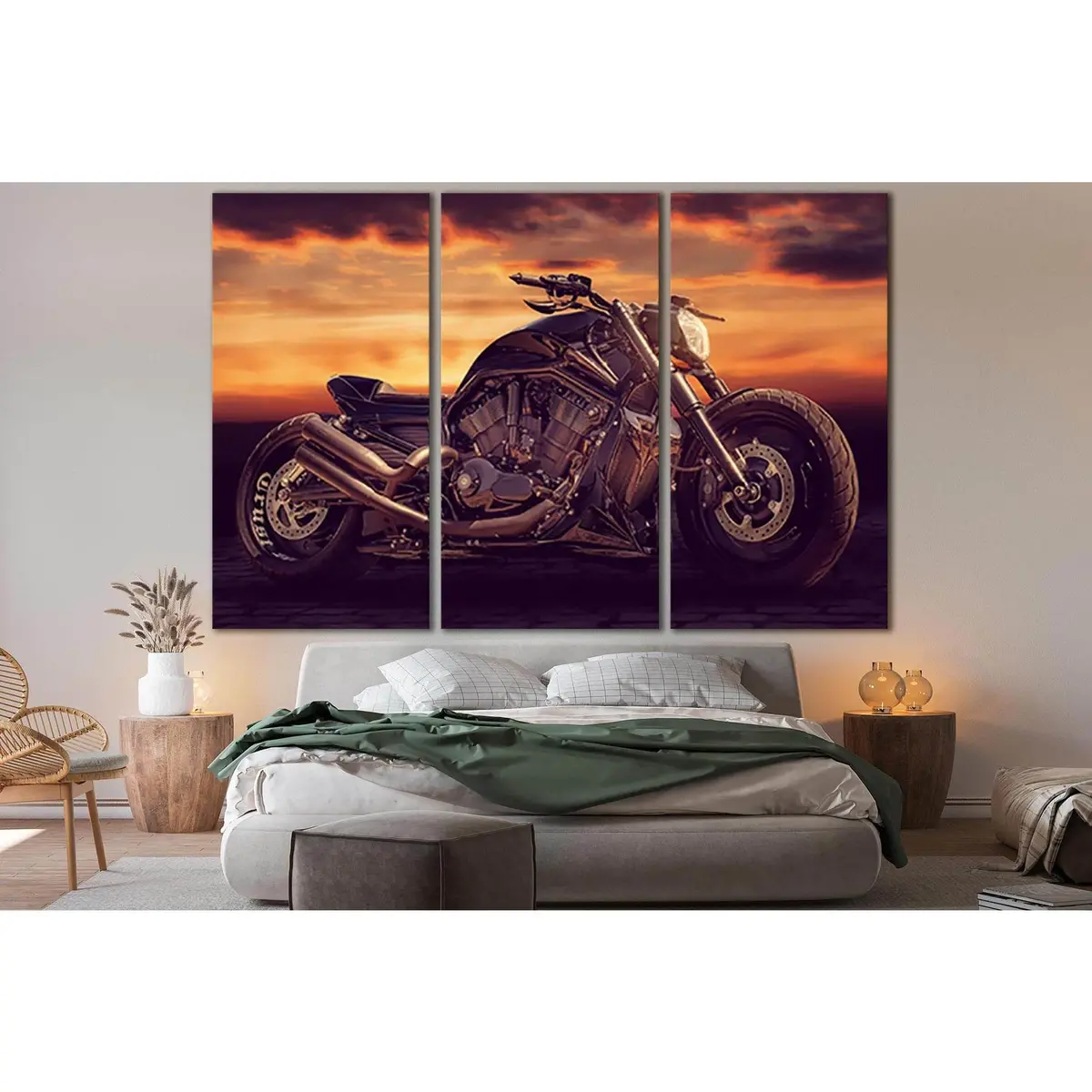 Black Motorcycle During Sunset №Sl1437 Ready To Hang Canvas Print 5