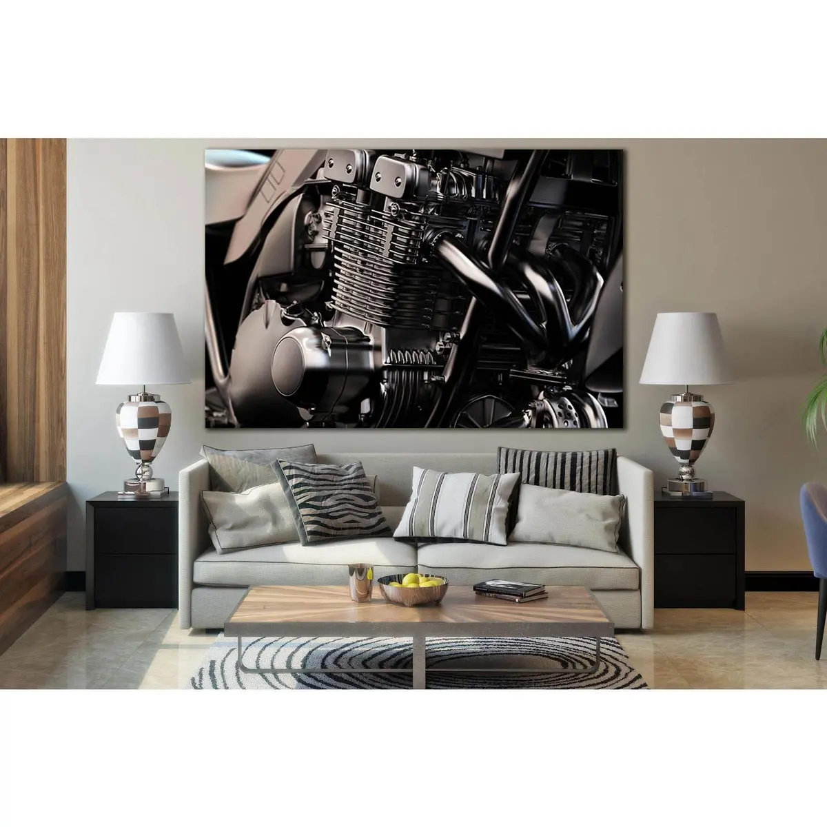 Black Motorcycle Engine №Sl1426 Ready To Hang Canvas Print 1