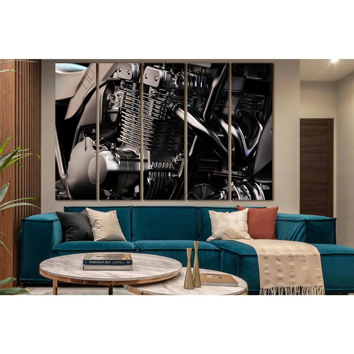 Black Motorcycle Engine Art Print №SL1426 – Ready-to-Hang Canvas Wall Decor - Image 3