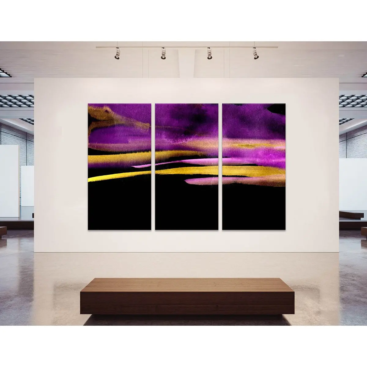 Black, Purple And Yellow Abstract №04279 Ready To Hang Canvas Print 5
