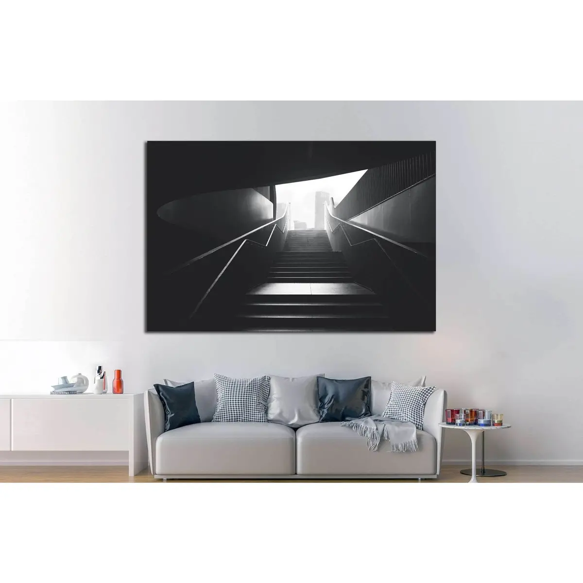 Black Urban Stairs №1061 Ready To Hang Canvas Print 3