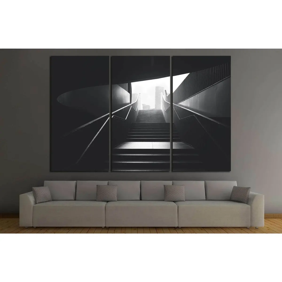 Black Urban Stairs №1061 Ready To Hang Canvas Print 5