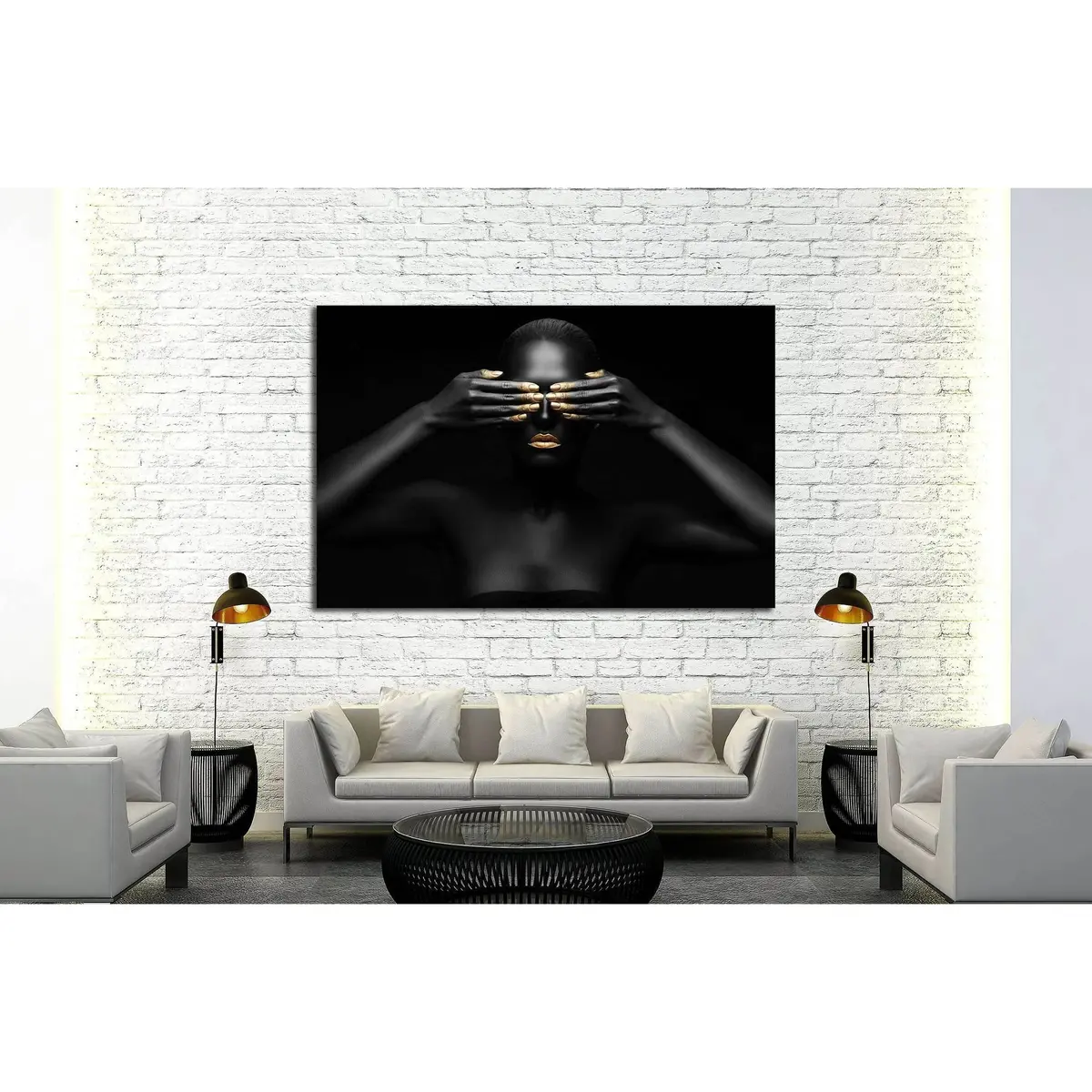 Black Woman Closes Her Eyes. №2469 Ready To Hang Canvas Print 3