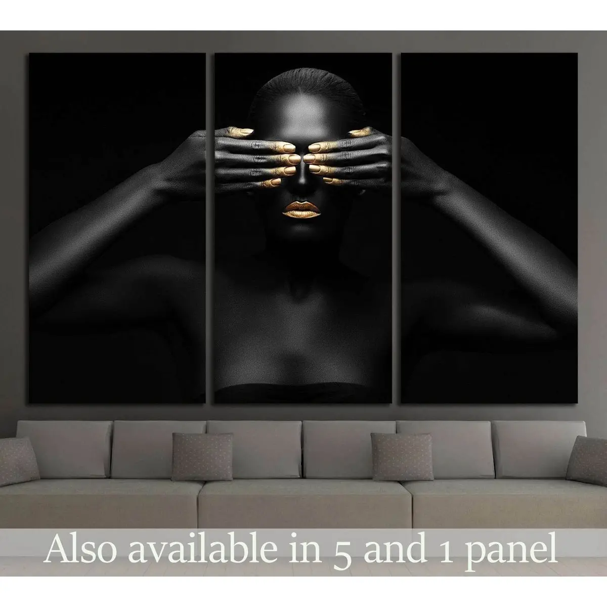 Black Woman Closes Her Eyes. №2469 Ready To Hang Canvas Print 5