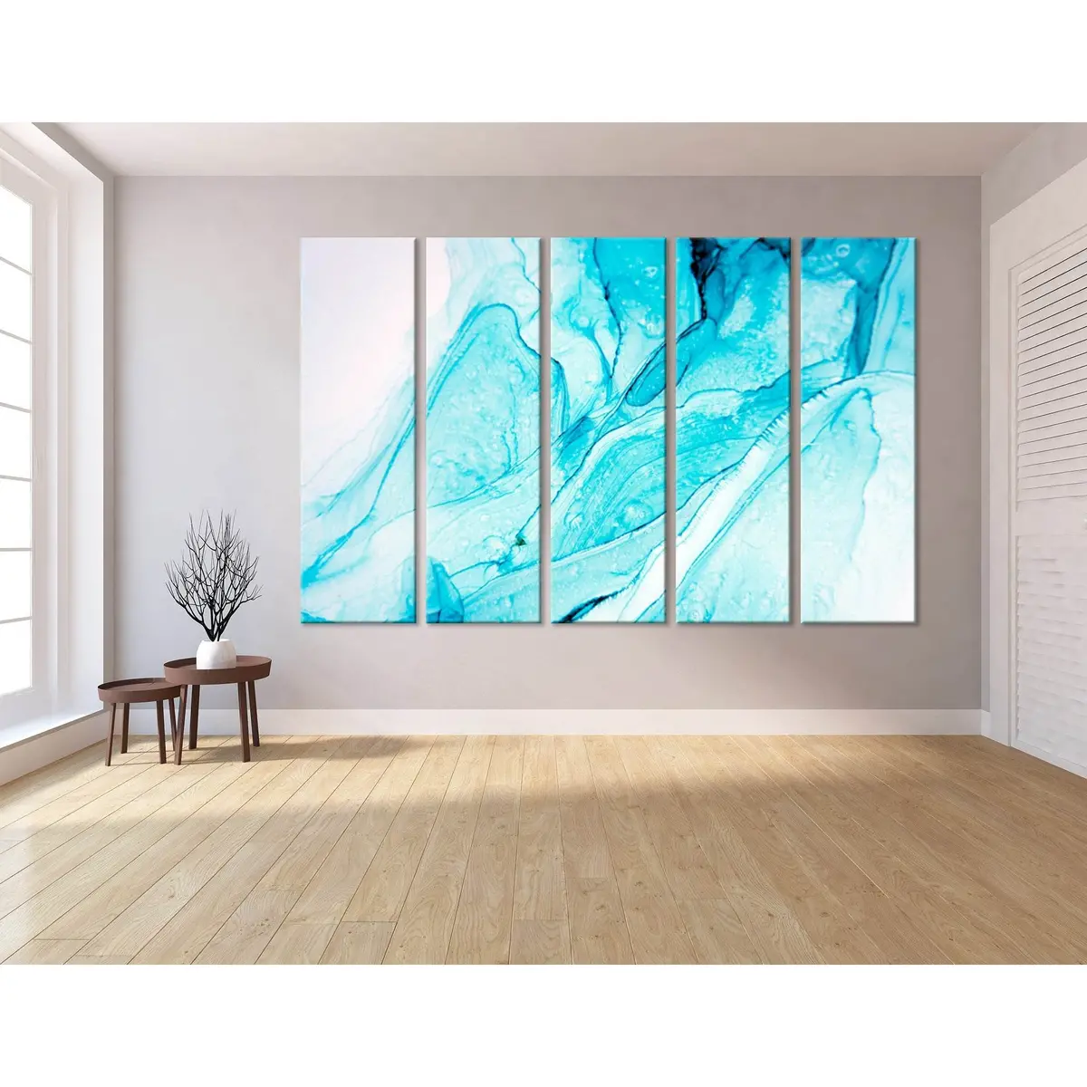 Premium Blue Abstract Canvas Wall Art Print #04289 – Ready to Hang - Image 3