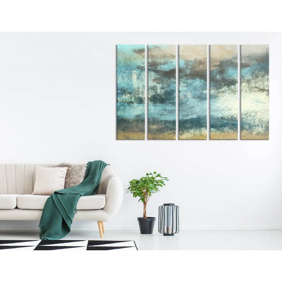 Premium Abstract Blue and Beige Canvas Wall Art Print №04374 – Ready to Hang