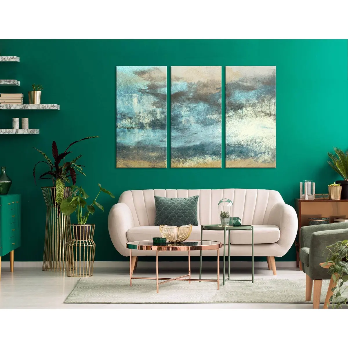 Blue And Beige Abstract №04374 Ready To Hang Canvas Print 5
