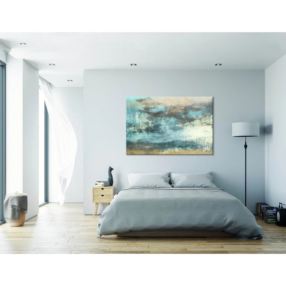 Blue And Beige Abstract №04374 Ready To Hang Canvas Print 3