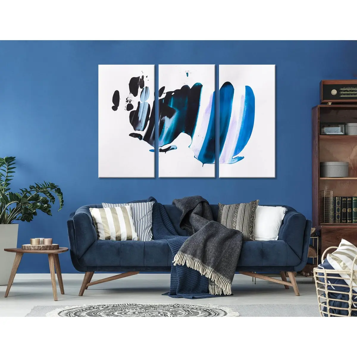 Blue And Black Abstract №04387 Ready To Hang Canvas Print 5