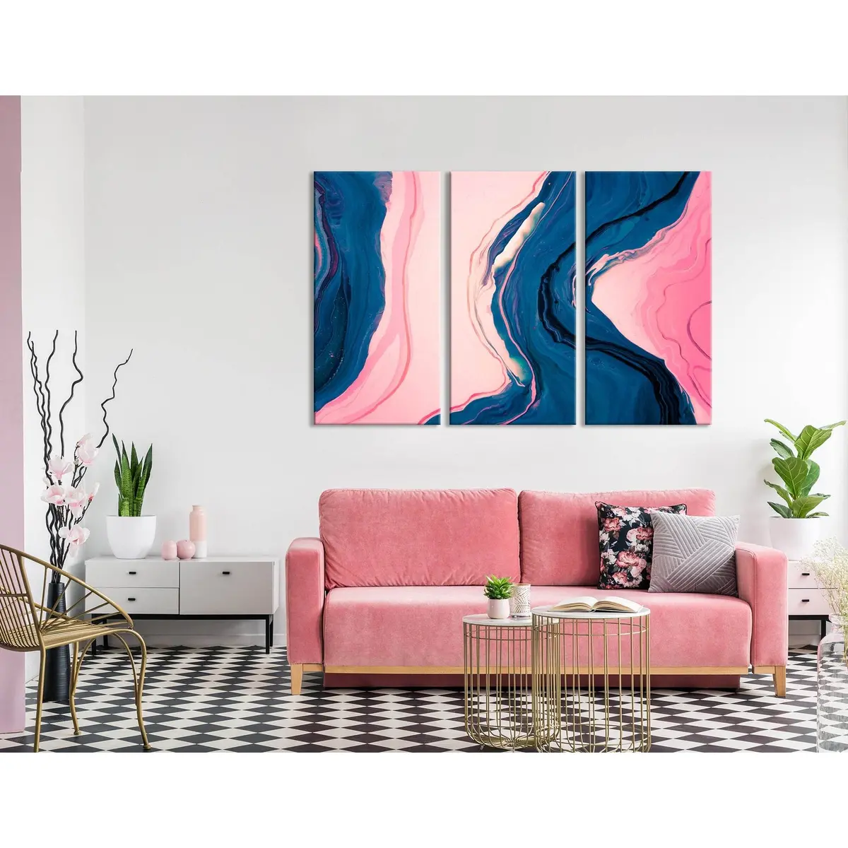 Blue And Pink Abstract №04348 Ready To Hang Canvas Print 5