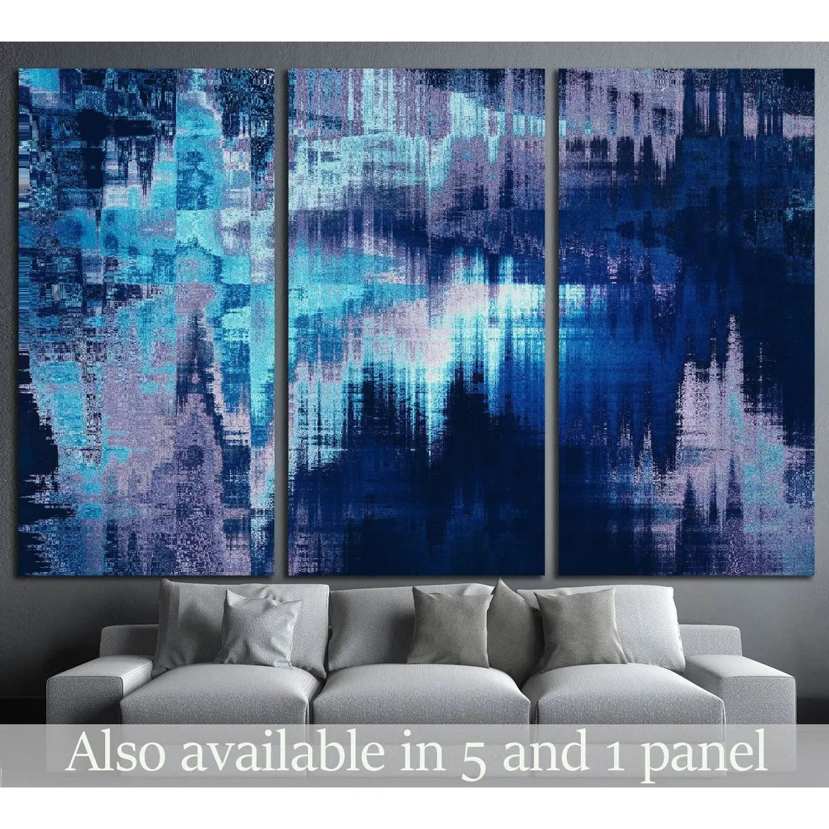 Blue Blurred Abstract Background Texture With Stripes №1423 Ready To Hang Canvas Print 5