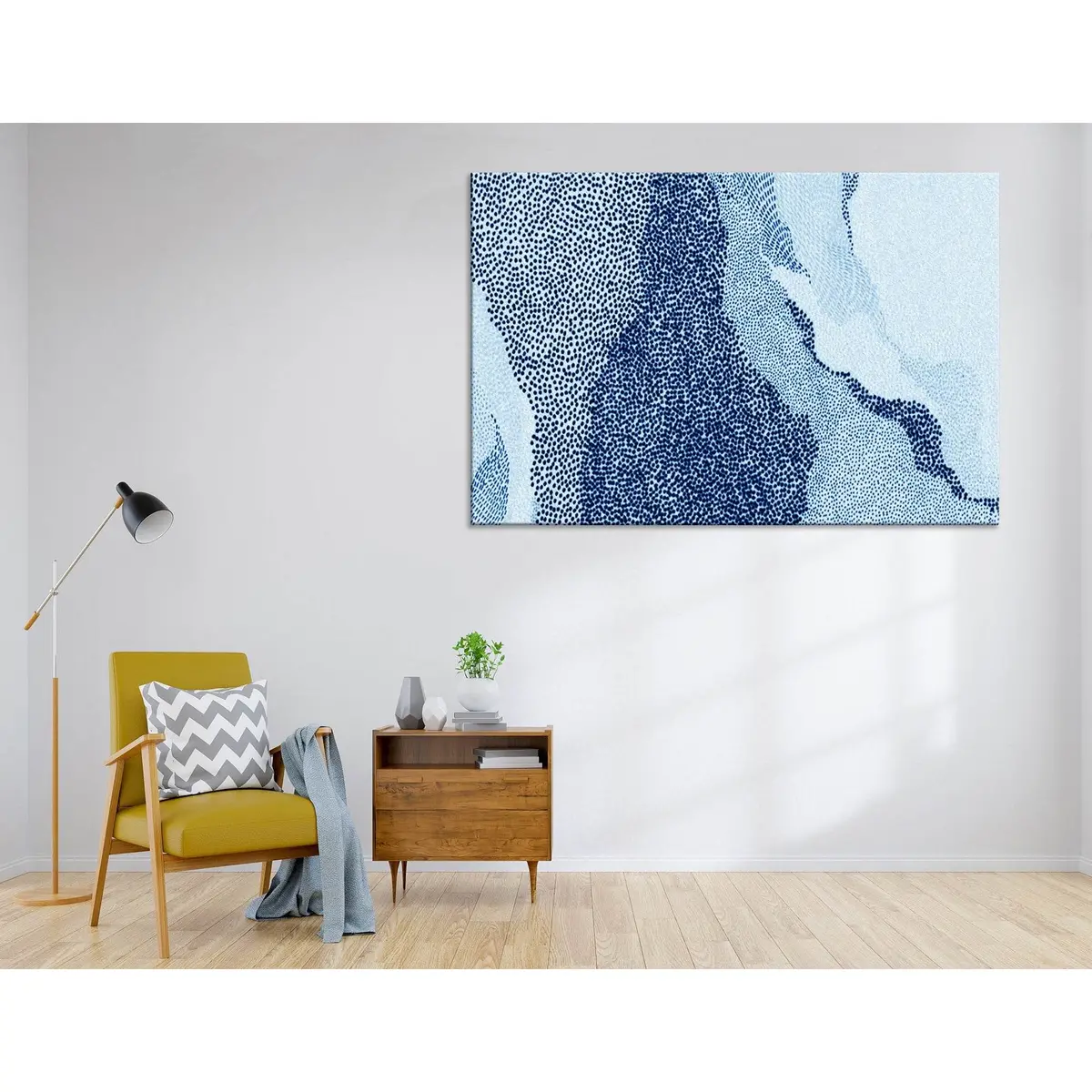 Blue Dots Abstract №04319 Ready To Hang Canvas Print 3