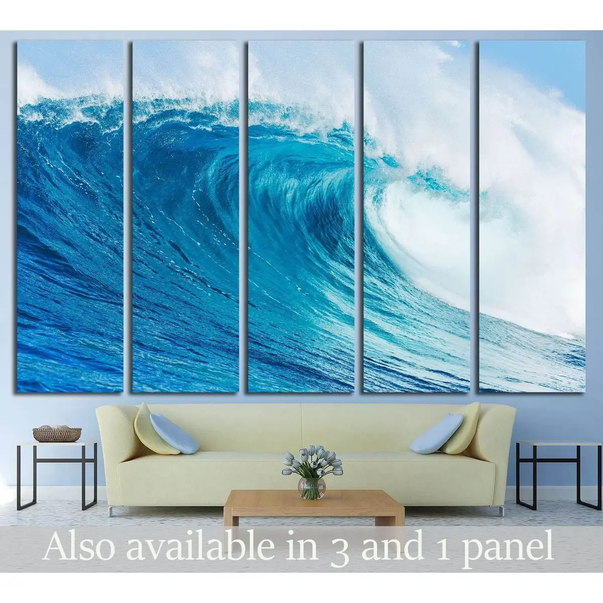 Blue Ocean Wave #2692 Premium Ready-to-Hang Canvas Wall Art