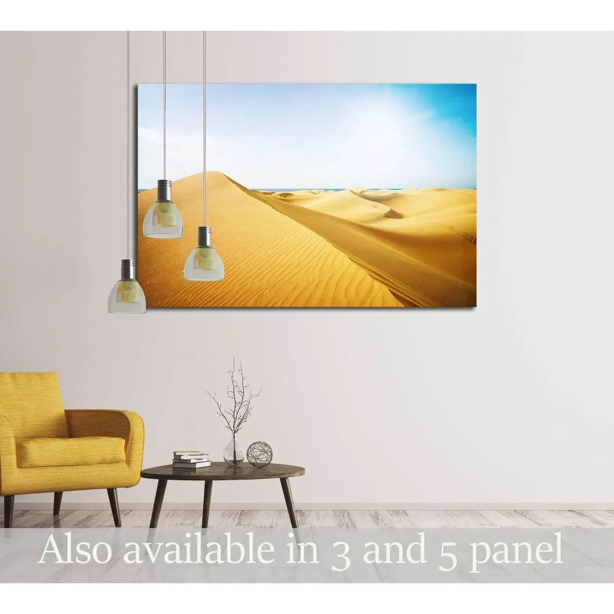 Blue Sky And Sand Dunes. Canary Islands, Maspalomas. The Sea On The Horizon. №3077 Ready To Hang Canvas Print 1
