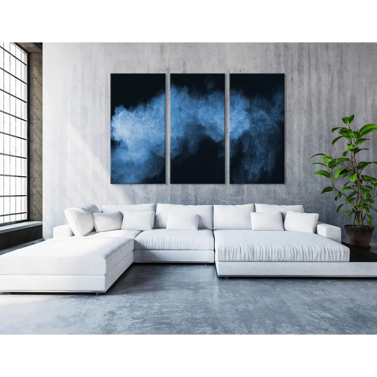 Blue Smoke Abstract №04351 Ready To Hang Canvas Print 5