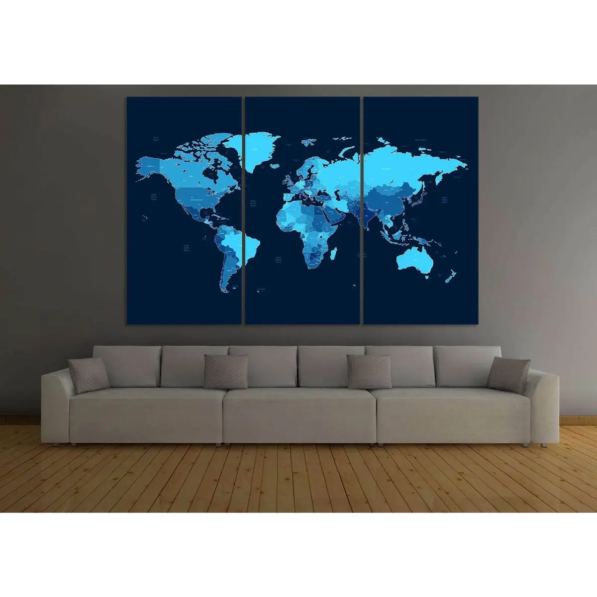 Blue World Map №104 Ready To Hang Canvas Print 5