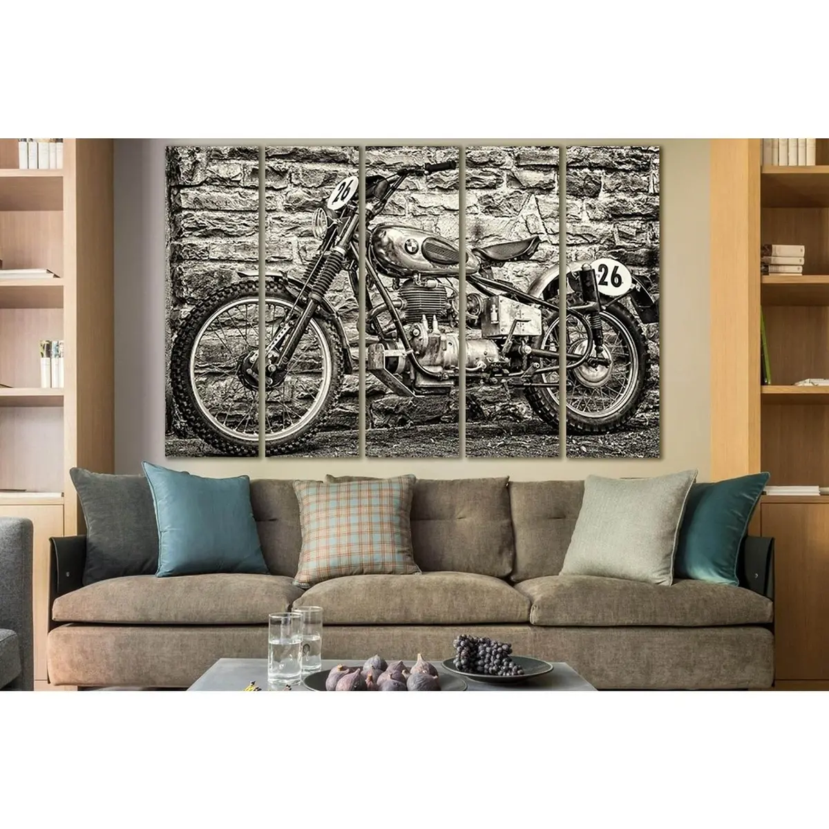 BMW Motorcycle Black & White Canvas Print SL829 – Pre-Strung, Ready-to-Hang Wall Art - Image 3