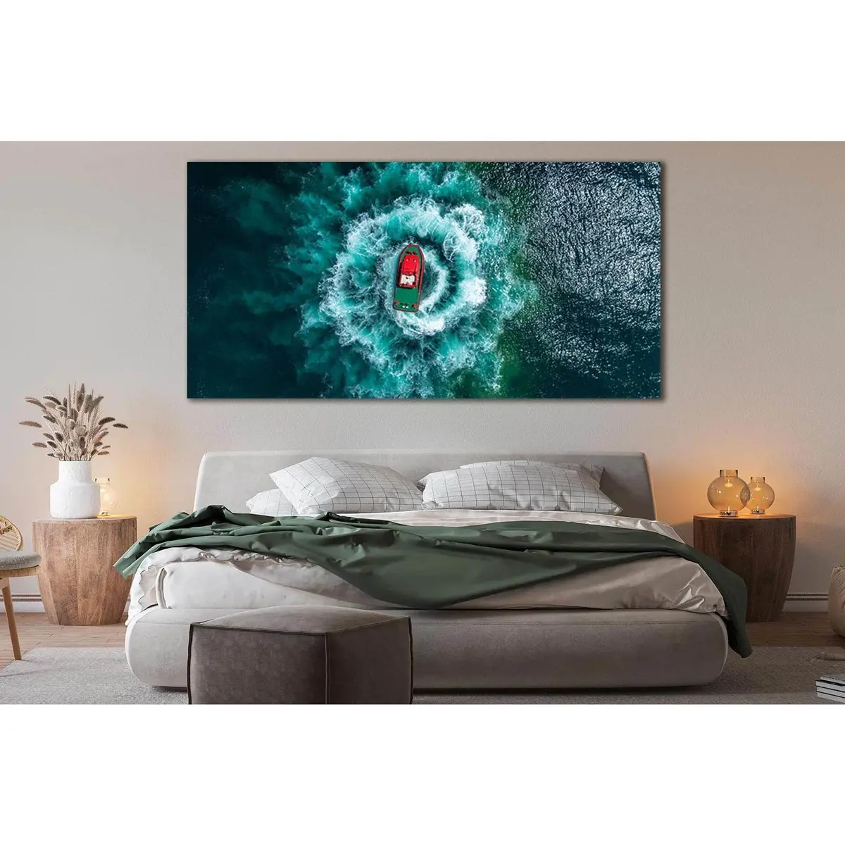 Boat At Sea Top View №Sl151 Ready To Hang Canvas Print 1