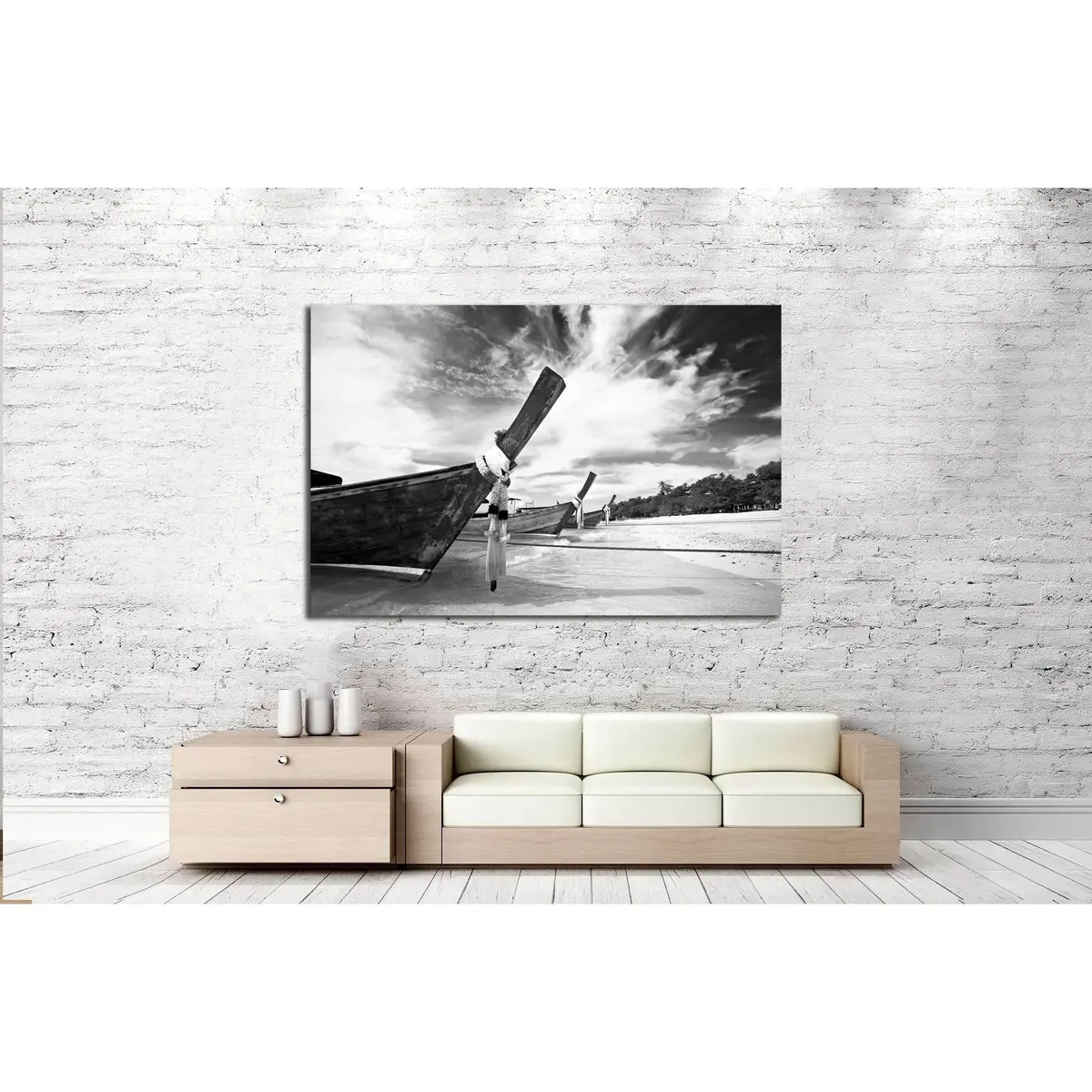 Boat In The Tropical Sea. Phi Phi Island. Thailand №2668 Ready To Hang Canvas Print 3