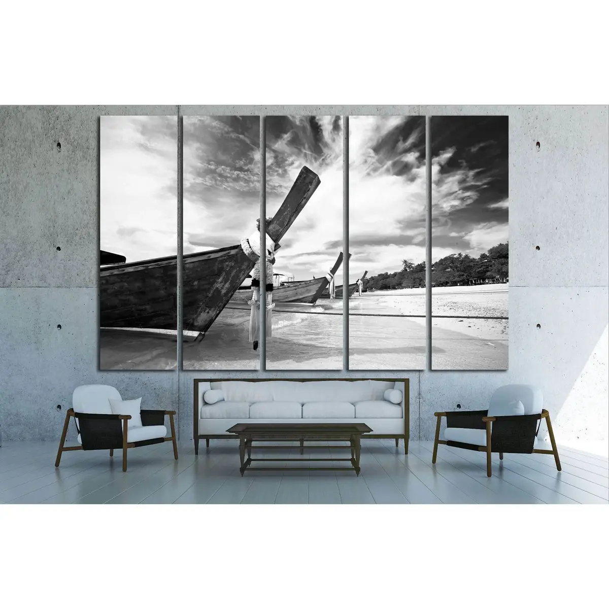 Tropical Boat Scene at Phi Phi Island, Thailand — Ready-to-Hang Canvas Wall Art #2668 - Image 3
